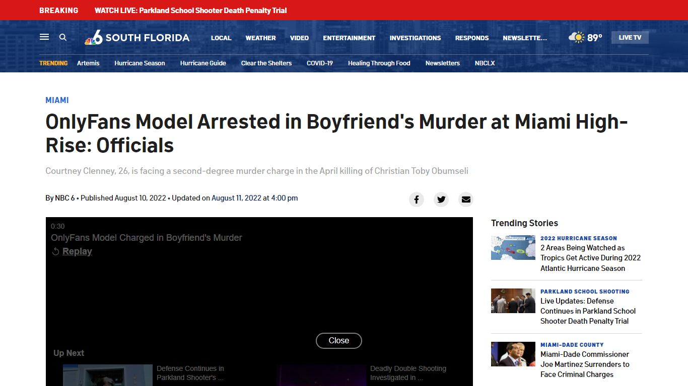 OnlyFans Model Arrested in Boyfriend's Murder at Miami High-Rise: Officials